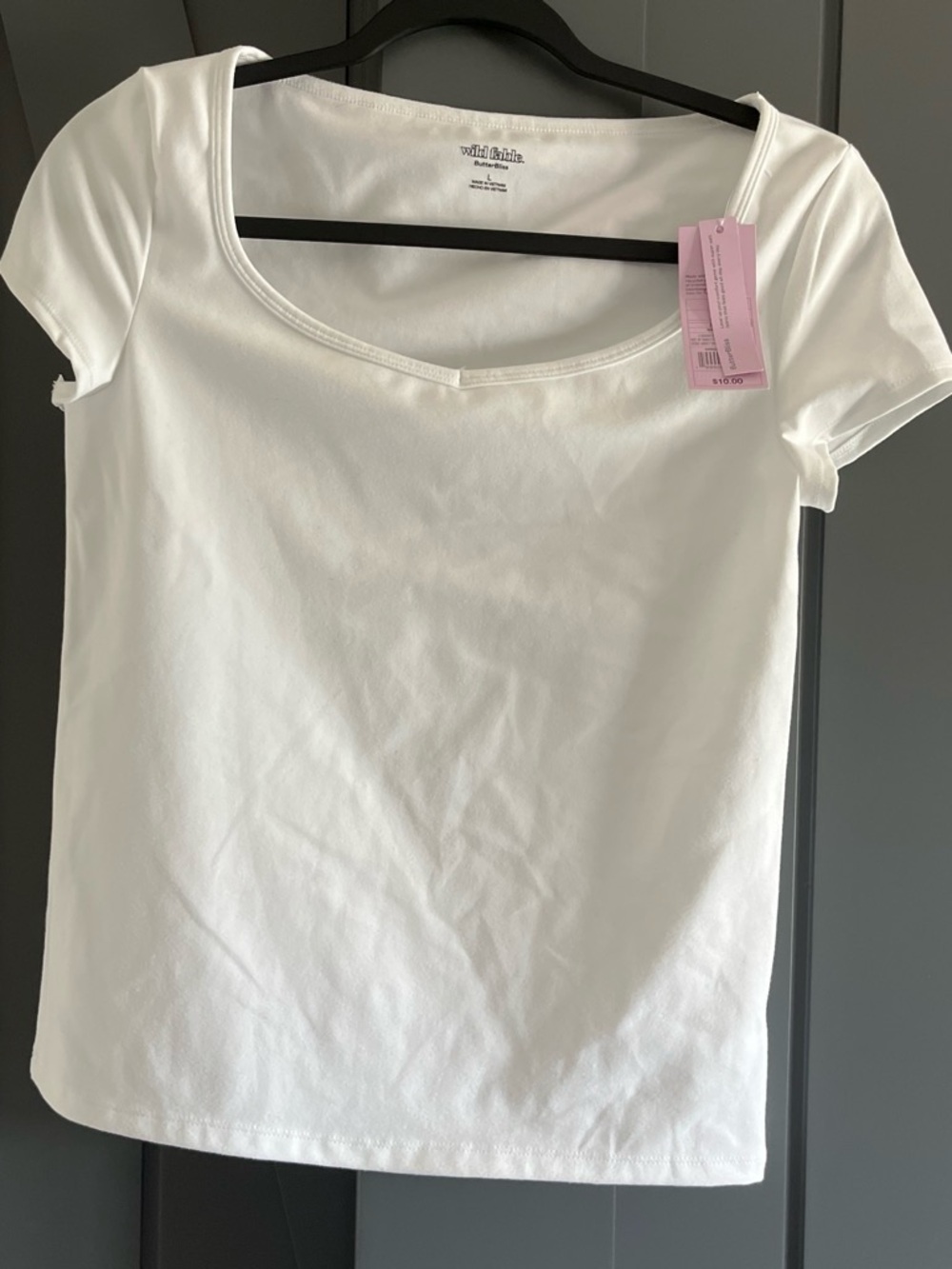 wild fable White Sweetheart Neck Short Sleeve Tee